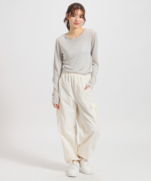 Honeys（ハニーズ）の「シアーラメ透けトップス（Tシャツ/カットソー・レディース・ブラック/ベージュ/ホワイト/ライトグレー・S/M/L）」の19枚目の写真