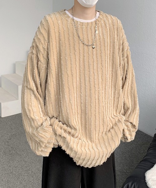 【セール】【FVLMEN】fringe stripe longsleeve tee/フリンジ ストライプ ロングスリーブ T（Tシャツ/カットソー）｜FVLMEN（フルメン）