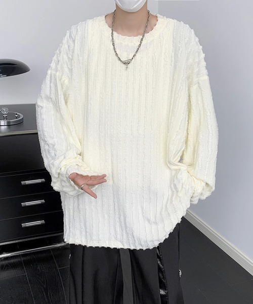 【セール】【FVLMEN】fringe stripe longsleeve tee/フリンジ ストライプ ロングスリーブ T（Tシャツ/カットソー）｜FVLMEN（フルメン）