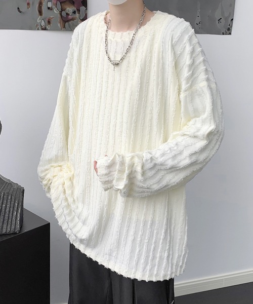 【セール】【FVLMEN】fringe stripe longsleeve tee/フリンジ ストライプ ロングスリーブ T（Tシャツ/カットソー）｜FVLMEN（フルメン）