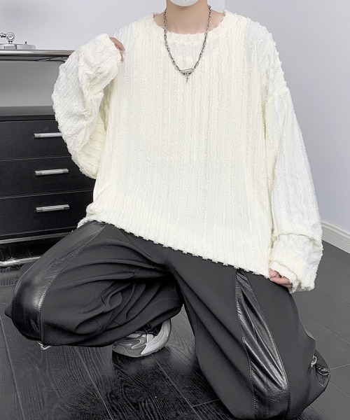 【セール】【FVLMEN】fringe stripe longsleeve tee/フリンジ ストライプ ロングスリーブ T（Tシャツ/カットソー）｜FVLMEN（フルメン）
