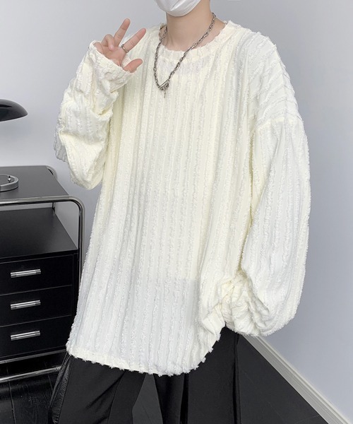【セール】【FVLMEN】fringe stripe longsleeve tee/フリンジ ストライプ ロングスリーブ T（Tシャツ/カットソー）｜FVLMEN（フルメン）