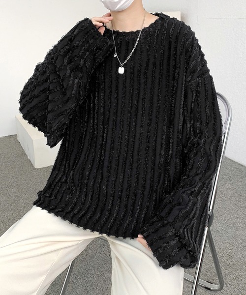 【セール】【FVLMEN】fringe stripe longsleeve tee/フリンジ ストライプ ロングスリーブ T（Tシャツ/カットソー）｜FVLMEN（フルメン）