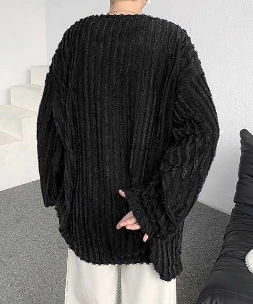 【セール】【FVLMEN】fringe stripe longsleeve tee/フリンジ ストライプ ロングスリーブ T（Tシャツ/カットソー）｜FVLMEN（フルメン）