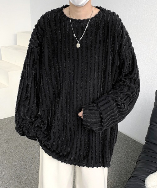 【セール】【FVLMEN】fringe stripe longsleeve tee/フリンジ ストライプ ロングスリーブ T（Tシャツ/カットソー）｜FVLMEN（フルメン）