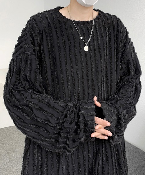 【セール】【FVLMEN】fringe stripe longsleeve tee/フリンジ ストライプ ロングスリーブ T（Tシャツ/カットソー）｜FVLMEN（フルメン）