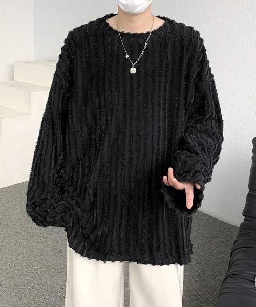 【セール】【FVLMEN】fringe stripe longsleeve tee/フリンジ ストライプ ロングスリーブ T（Tシャツ/カットソー）｜FVLMEN（フルメン）