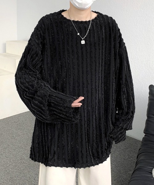 【セール】【FVLMEN】fringe stripe longsleeve tee/フリンジ ストライプ ロングスリーブ T（Tシャツ/カットソー）｜FVLMEN（フルメン）
