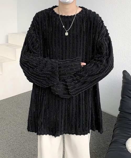 【セール】【FVLMEN】fringe stripe longsleeve tee/フリンジ ストライプ ロングスリーブ T（Tシャツ/カットソー）｜FVLMEN（フルメン）