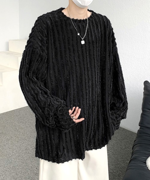 【セール】【FVLMEN】fringe stripe longsleeve tee/フリンジ ストライプ ロングスリーブ T（Tシャツ/カットソー）｜FVLMEN（フルメン）