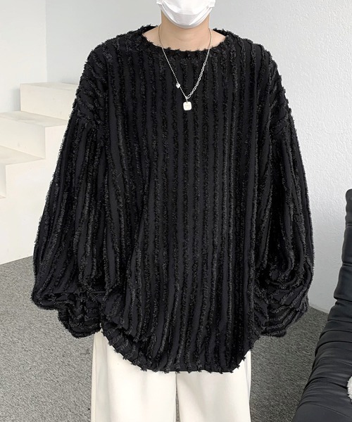 【セール】【FVLMEN】fringe stripe longsleeve tee/フリンジ ストライプ ロングスリーブ T（Tシャツ/カットソー）｜FVLMEN（フルメン）