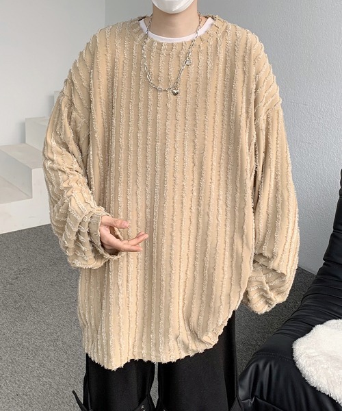 【セール】【FVLMEN】fringe stripe longsleeve tee/フリンジ ストライプ ロングスリーブ T（Tシャツ/カットソー）｜FVLMEN（フルメン）