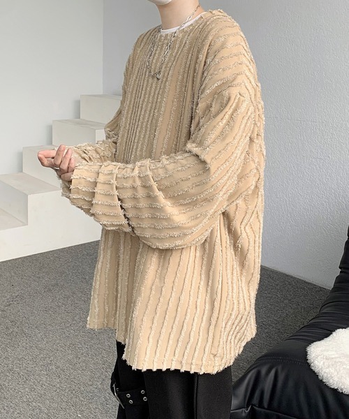 【セール】【FVLMEN】fringe stripe longsleeve tee/フリンジ ストライプ ロングスリーブ T（Tシャツ/カットソー）｜FVLMEN（フルメン）