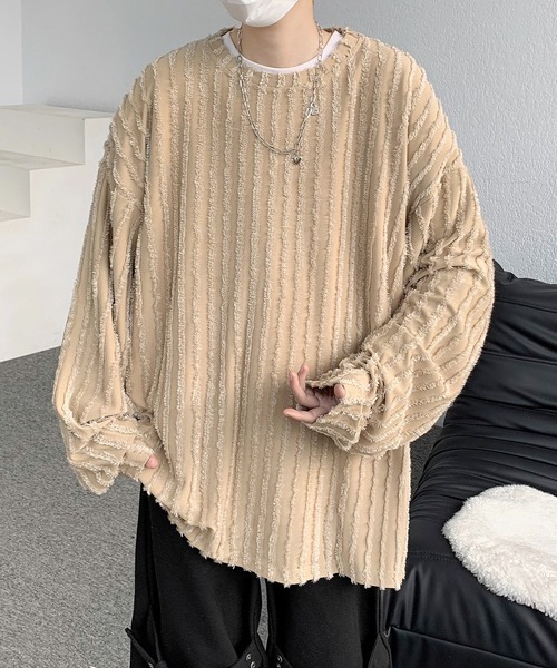 【セール】【FVLMEN】fringe stripe longsleeve tee/フリンジ ストライプ ロングスリーブ T（Tシャツ/カットソー）｜FVLMEN（フルメン）
