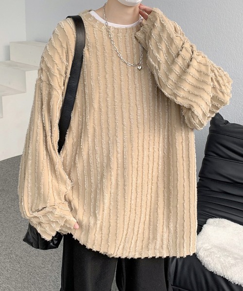 【セール】【FVLMEN】fringe stripe longsleeve tee/フリンジ ストライプ ロングスリーブ T（Tシャツ/カットソー）｜FVLMEN（フルメン）