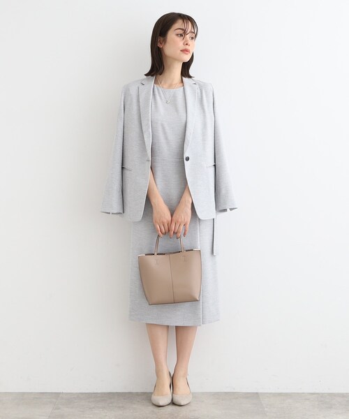 【美品】INDIVI 洗える 接触冷感 UVケア 麻調テーラードカラージャケット セール】【洗える／UVケア／接触冷感／SETUP可能】麻調