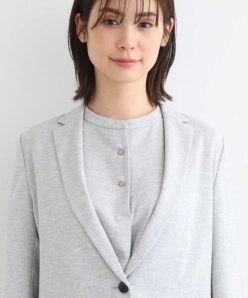【美品】INDIVI 洗える 接触冷感 UVケア 麻調テーラードカラージャケット セール】【洗える／UVケア／接触冷感／SETUP可能】麻調