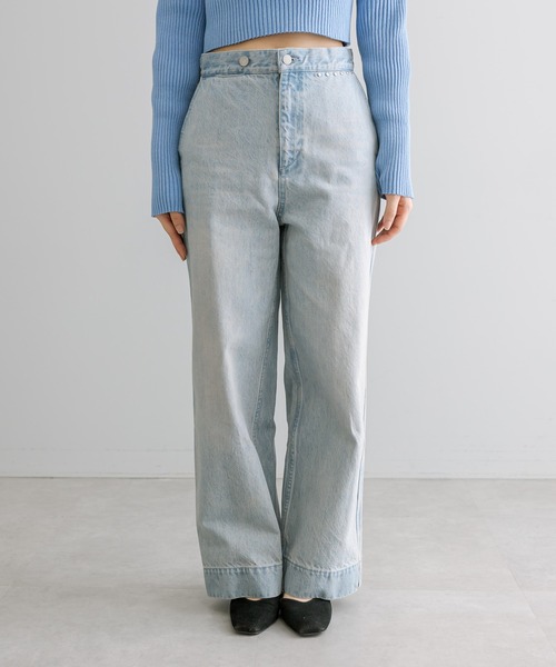 mystic(ミスティック)の「【ai no de】tsuyama スタッズワイドパンツ(デニムパンツ・レディース・ブルー/ライトグレー・S/M)」の5枚目の写真