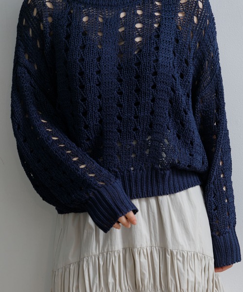 AMERICAN RAG CIE（アメリカンラグシー）の「【ARC】麻タッチアクリルすかしあみPO（その他トップス・レディース・オフホワイト/グレー/ネイビー・FREE）」の14枚目の写真