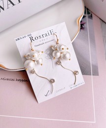 【RosraiE】コットンパール ストーンウェーブ ピアス(MA)