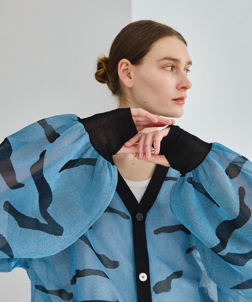 seyto（セイト）の「Jaguard nuance pattern shear cardigan / ジャガードニュアンス柄シアーカーディガン（カーディガン/ボレロ・メンズ・ブラック/ブルー・1/3/2）」の21枚目の写真