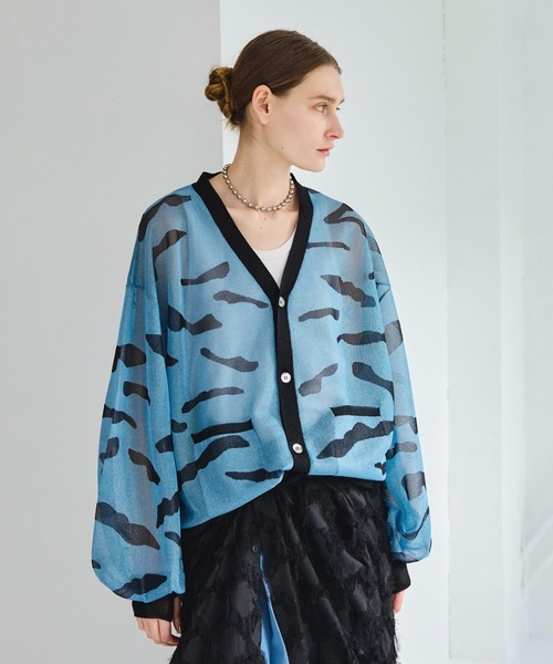 seyto（セイト）の「Jaguard nuance pattern shear cardigan / ジャガードニュアンス柄シアーカーディガン（カーディガン/ボレロ・メンズ・ブラック/ブルー・1/3/2）」の9枚目の写真