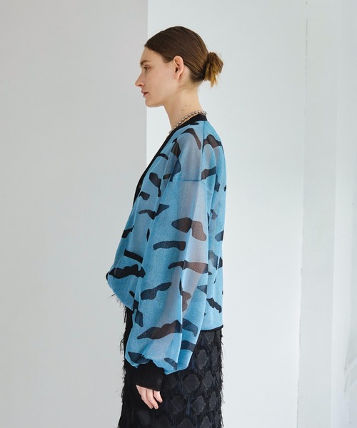 seyto（セイト）の「Jaguard nuance pattern shear cardigan / ジャガードニュアンス柄シアーカーディガン（カーディガン/ボレロ・メンズ・ブラック/ブルー・1/3/2）」の10枚目の写真