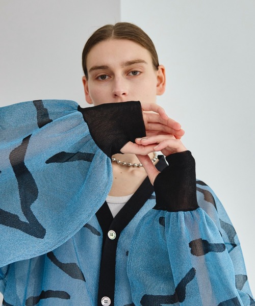 seyto（セイト）の「Jaguard nuance pattern shear cardigan / ジャガードニュアンス柄シアーカーディガン（カーディガン/ボレロ・メンズ・ブラック/ブルー・1/3/2）」の13枚目の写真