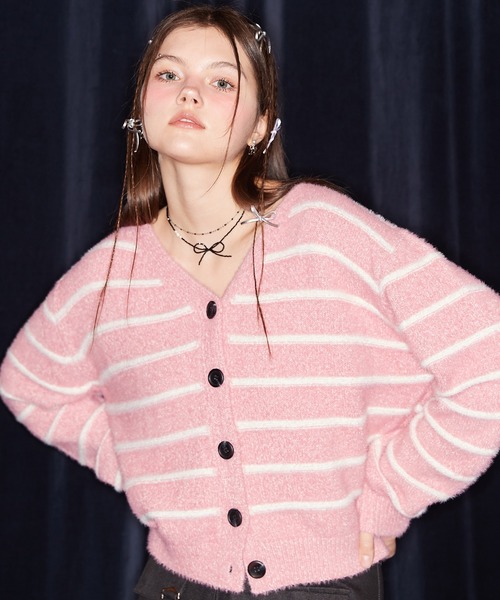 【セール】NM STRIPE CARDIGAN（カーディガン/ボレロ）｜LUVISTRUE（ラヴイズトゥルー）