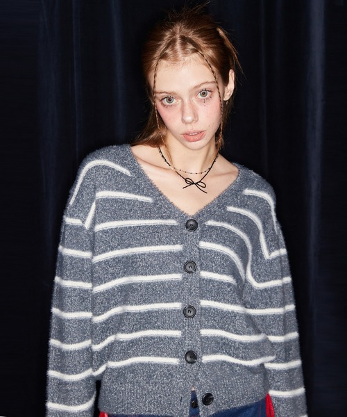 【セール】NM STRIPE CARDIGAN（カーディガン/ボレロ）｜LUVISTRUE（ラヴイズトゥルー）