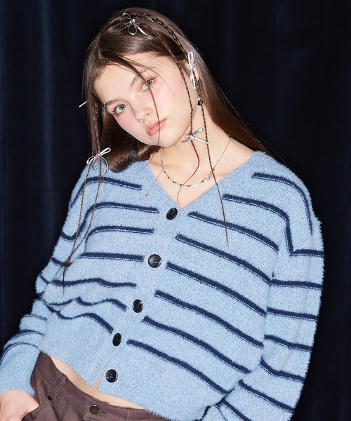 【セール】NM STRIPE CARDIGAN（カーディガン/ボレロ）｜LUVISTRUE（ラヴイズトゥルー）