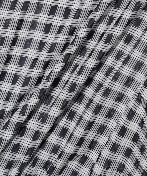 MILKFED.(ミルクフェド)の「SHEER PLAID BLOUSE(シャツ/ブラウス・レディース・ブラック/オフホワイト/ライトグリーン・ONE SIZE)」の10枚目の写真