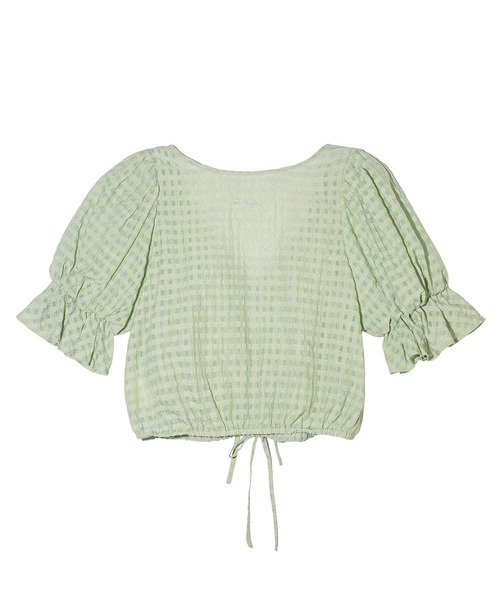 MILKFED.(ミルクフェド)の「SHEER PLAID BLOUSE(シャツ/ブラウス・レディース・ブラック/オフホワイト/ライトグリーン・ONE SIZE)」の5枚目の写真