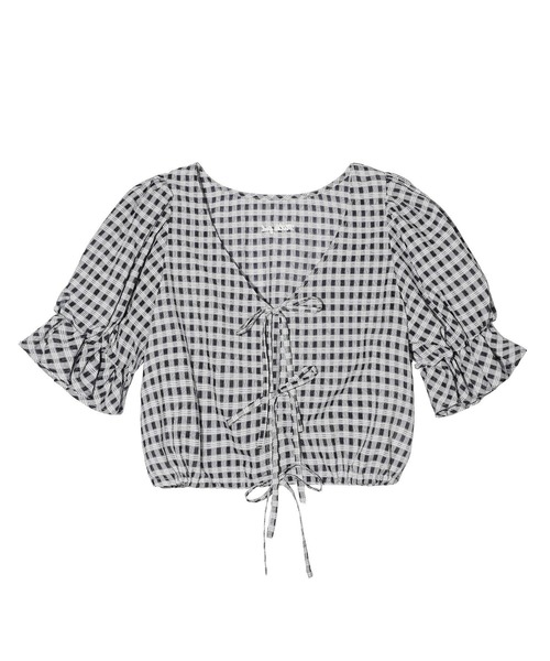 MILKFED.(ミルクフェド)の「SHEER PLAID BLOUSE(シャツ/ブラウス・レディース・ブラック/オフホワイト/ライトグリーン・ONE SIZE)」の15枚目の写真