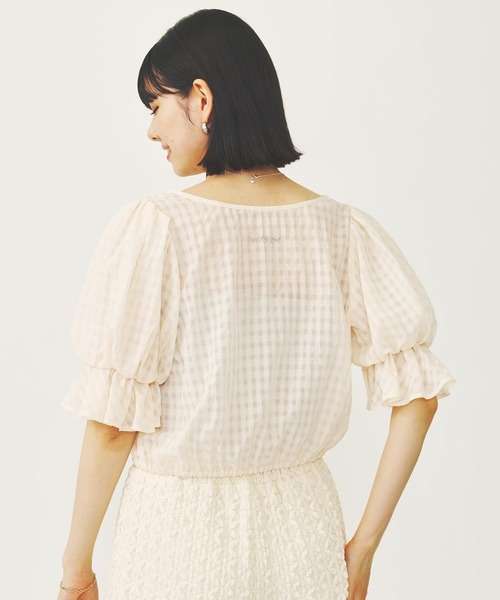 MILKFED.(ミルクフェド)の「SHEER PLAID BLOUSE(シャツ/ブラウス・レディース・ブラック/オフホワイト/ライトグリーン・ONE SIZE)」の17枚目の写真