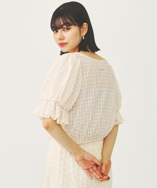 MILKFED.(ミルクフェド)の「SHEER PLAID BLOUSE(シャツ/ブラウス・レディース・ブラック/オフホワイト/ライトグリーン・ONE SIZE)」の19枚目の写真