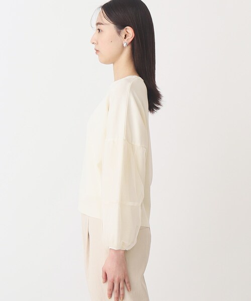 THE SHOP TK （ザ ショップ ティーケー ）の「◆【やわらかタッチ】チュール袖ニット/洗濯機OK（ニット/セーター・レディース・ライトグレー/ブラック/オフホワイト・12/13）」の5枚目の写真