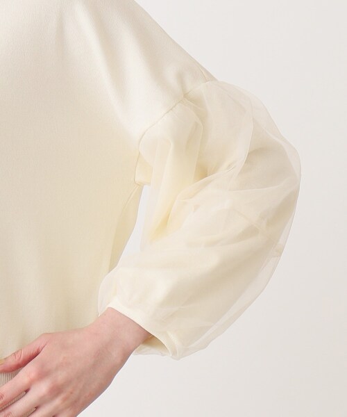 THE SHOP TK （ザ ショップ ティーケー ）の「◆【やわらかタッチ】チュール袖ニット/洗濯機OK（ニット/セーター・レディース・ライトグレー/ブラック/オフホワイト・12/13）」の8枚目の写真