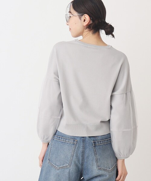 THE SHOP TK （ザ ショップ ティーケー ）の「◆【やわらかタッチ】チュール袖ニット/洗濯機OK（ニット/セーター・レディース・ライトグレー/ブラック/オフホワイト・12/13）」の11枚目の写真