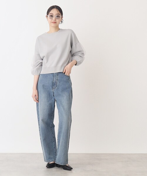 THE SHOP TK （ザ ショップ ティーケー ）の「◆【やわらかタッチ】チュール袖ニット/洗濯機OK（ニット/セーター・レディース・ライトグレー/ブラック/オフホワイト・12/13）」の12枚目の写真