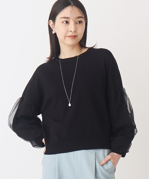 THE SHOP TK （ザ ショップ ティーケー ）の「◆【やわらかタッチ】チュール袖ニット/洗濯機OK（ニット/セーター・レディース・ライトグレー/ブラック/オフホワイト・12/13）」の22枚目の写真