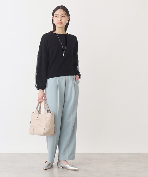THE SHOP TK （ザ ショップ ティーケー ）の「◆【やわらかタッチ】チュール袖ニット/洗濯機OK（ニット/セーター・レディース・ライトグレー/ブラック/オフホワイト・12/13）」の13枚目の写真