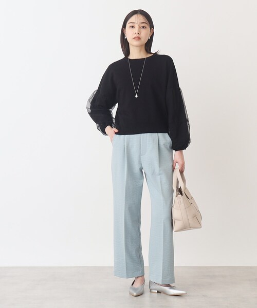 THE SHOP TK （ザ ショップ ティーケー ）の「◆【やわらかタッチ】チュール袖ニット/洗濯機OK（ニット/セーター・レディース・ライトグレー/ブラック/オフホワイト・12/13）」の14枚目の写真