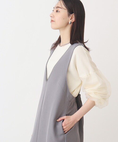 THE SHOP TK （ザ ショップ ティーケー ）の「◆【やわらかタッチ】チュール袖ニット/洗濯機OK（ニット/セーター・レディース・ライトグレー/ブラック/オフホワイト・12/13）」の17枚目の写真