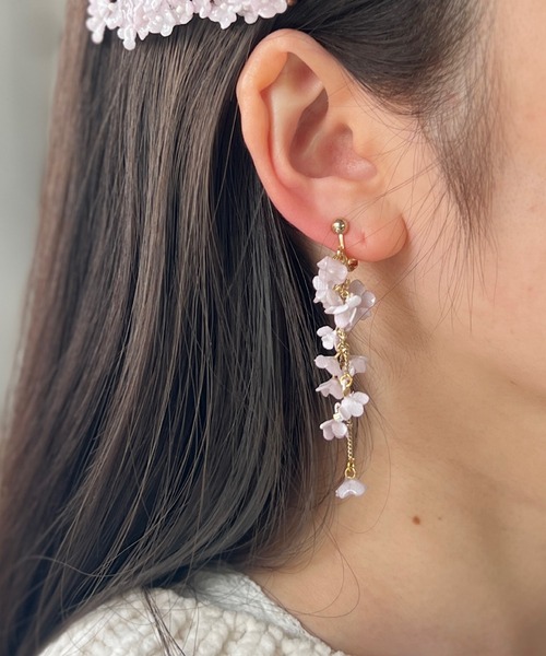 ランタナのクリアイヤリング（イヤリング）｜m.soeur（エムスール）