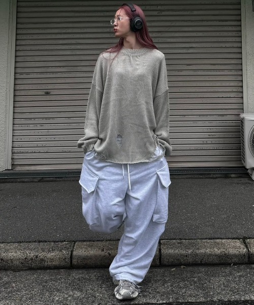 美品XUダメージニットy2k韓国ファッションChikashitsu + 美品XUダメージニットy2k韓国ファッションChikashitsu + XU