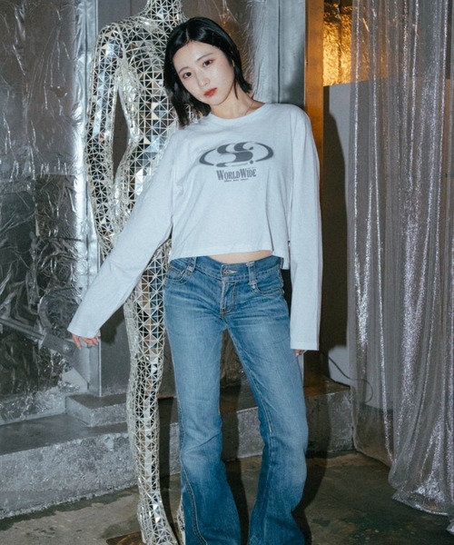 codegraphy（コードグラフィー）の「(WOMAN) WAVE Symbol Crop Long SLEEVE（Tシャツ/カットソー・レディース・ライトブルー/ホワイト/ブラック・MEDIUM/SMALL）」の6枚目の写真