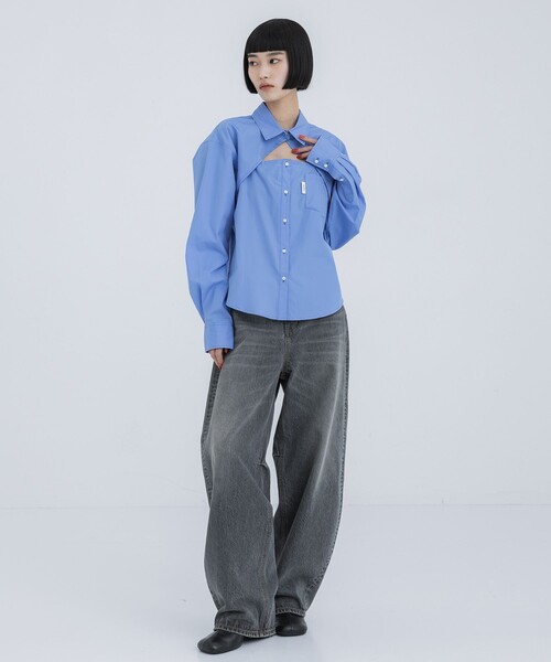 BASICKS(ベイシックス)の「【BASICKS/ベーシックス】カットアウトトーマスメイソンシャツ(シャツ/ブラウス・レディース・ホワイト/ブルー・S)」の4枚目の写真