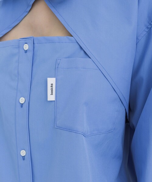 BASICKS(ベイシックス)の「【BASICKS/ベーシックス】カットアウトトーマスメイソンシャツ(シャツ/ブラウス・レディース・ホワイト/ブルー・S)」の9枚目の写真