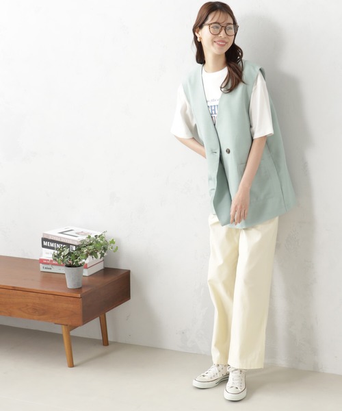 FOUND GOOD(ファウンドグッド)の「リネンライクベスト(ベスト・レディース・ブラック/アイボリー/グリーン系2/イエロー系2・S/M/L)」の3枚目の写真